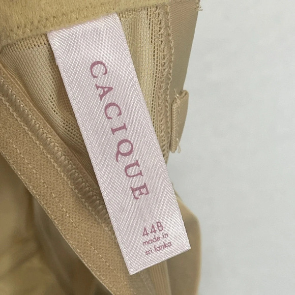 Cacique Lace T-Shirt Bra 44B Cream Tan Beige Lightly Lined Convertible Straps - Picture 3 of 7